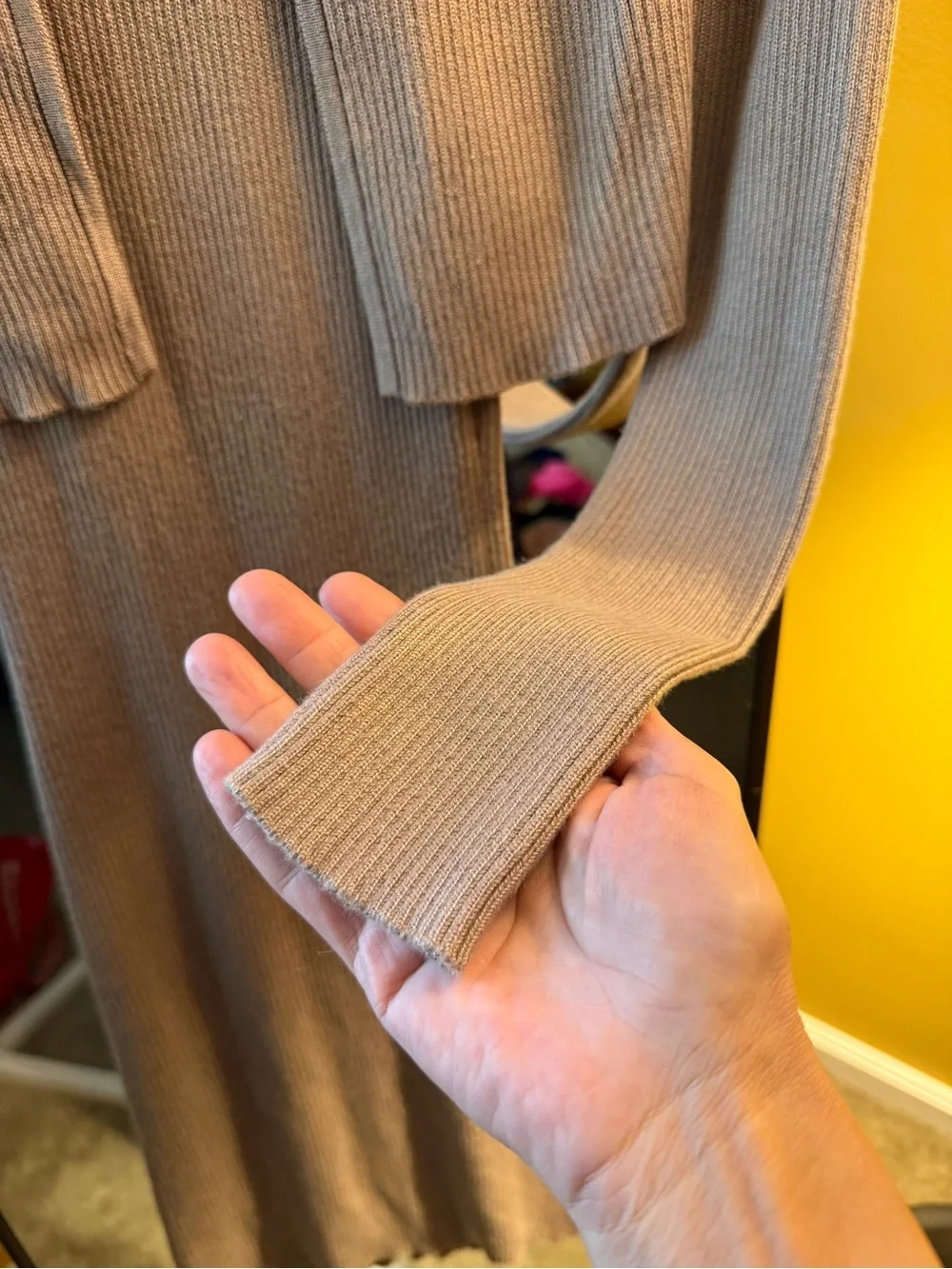 Abercrombie & Fitch Ribbed Maxi Dress with Cropped Cardigan - Taupe